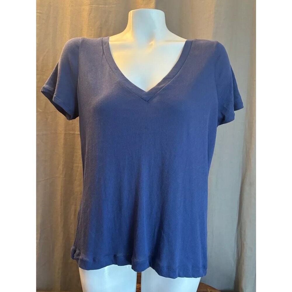 Chaser NORDSTROM NWT BASIC Blue Short Sleeve Tee Shirt Strappy Back Size Small